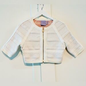 Herve Leger S White Zipper Blazer Top